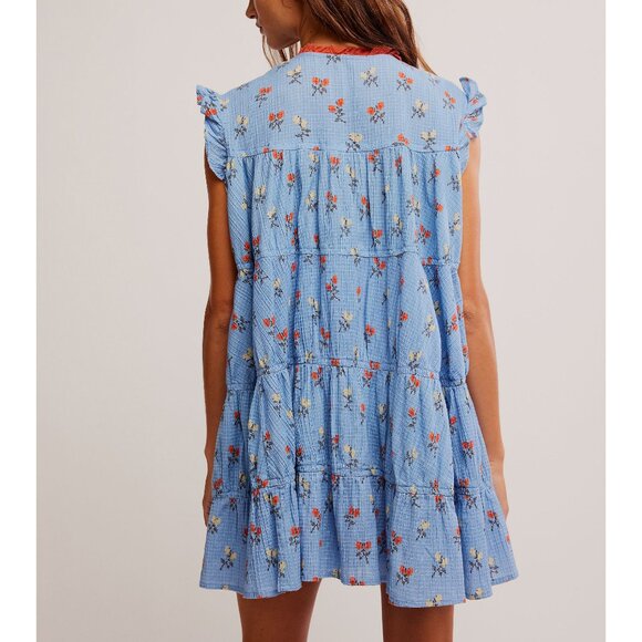 Free People Blue and Red Floral Mini Dress - Picture 7 of 10